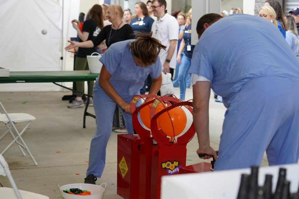 employees participating in event games