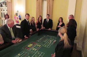 Employees gathered for company holiday party