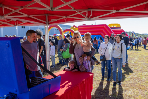 family enjoying games together at company family fun day