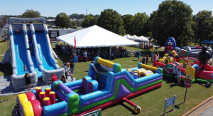 aerial shot of company picnic