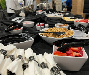 Yogurt parfait bar at tenant appreciation event